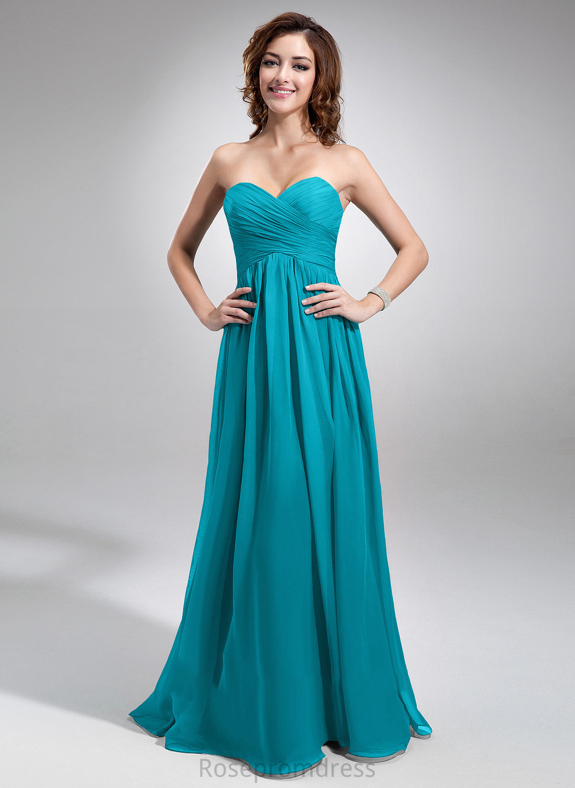 Ruffle Fabric Floor-Length Embellishment Neckline Sweetheart Empire Length Silhouette Carmen A-Line/Princess Natural Waist Bridesmaid Dresses