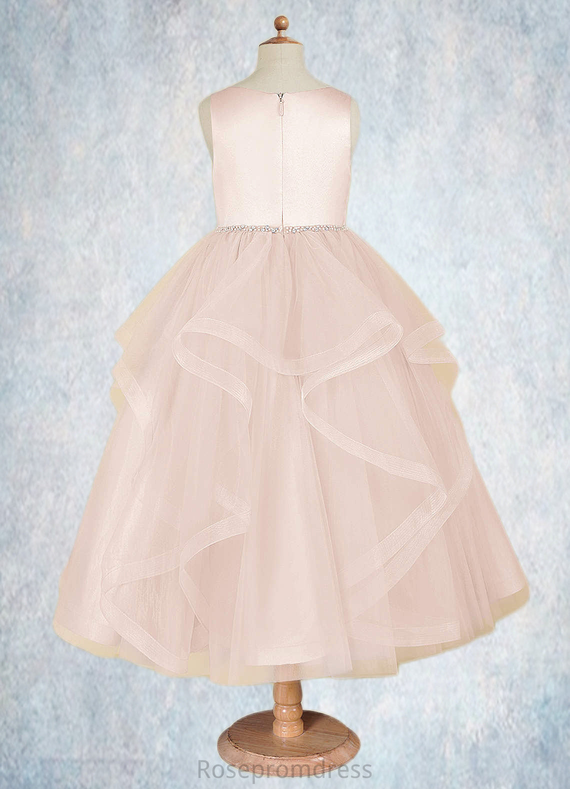 Jazlynn A-Line Beaded Tulle Ankle-Length Dress SRSP0020241