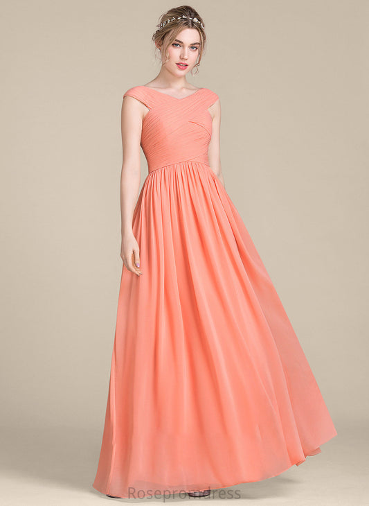 Neckline Straps Fabric Embellishment Length Floor-Length Ruffle V-neck Kaitlin Bridesmaid Dresses