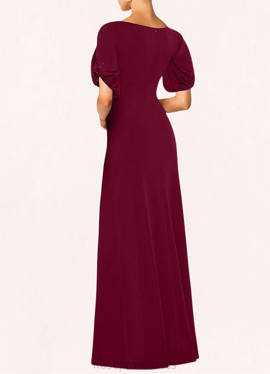 Nellie A-Line Beaded Polyester Floor-Length Dress SRSP0019889
