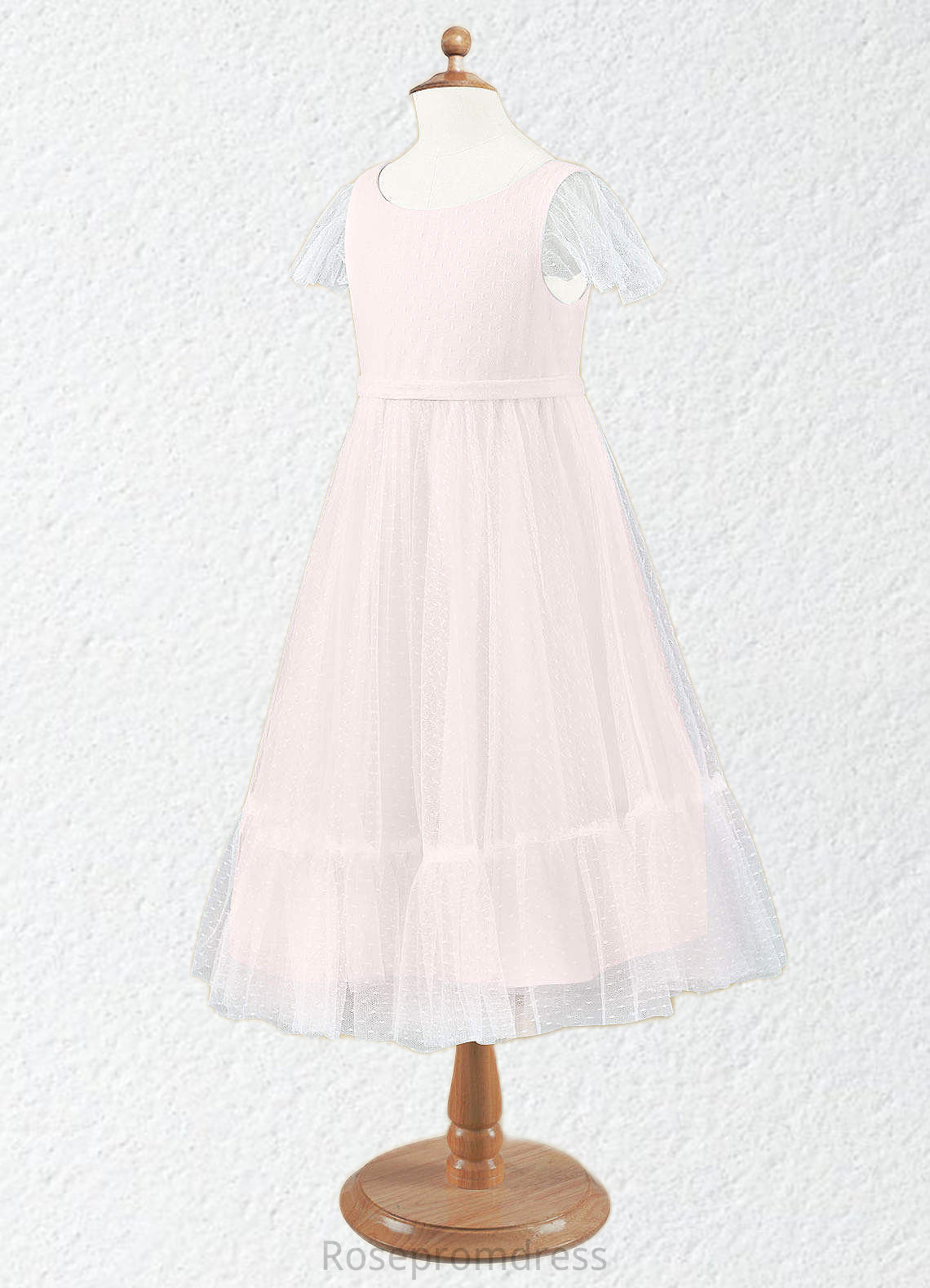 Sandy Tulle Boatneck Tea-Length Dress SRSP0020243