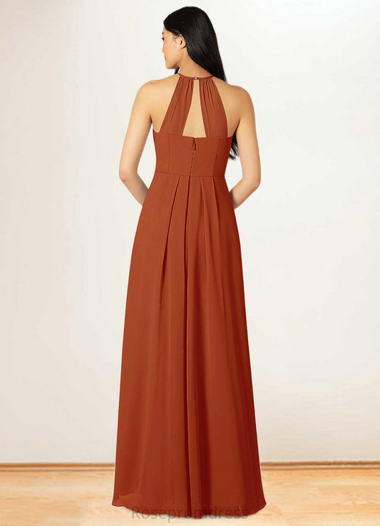 Nellie Empire Pleated Chiffon Floor-Length Dress SRSP0019686