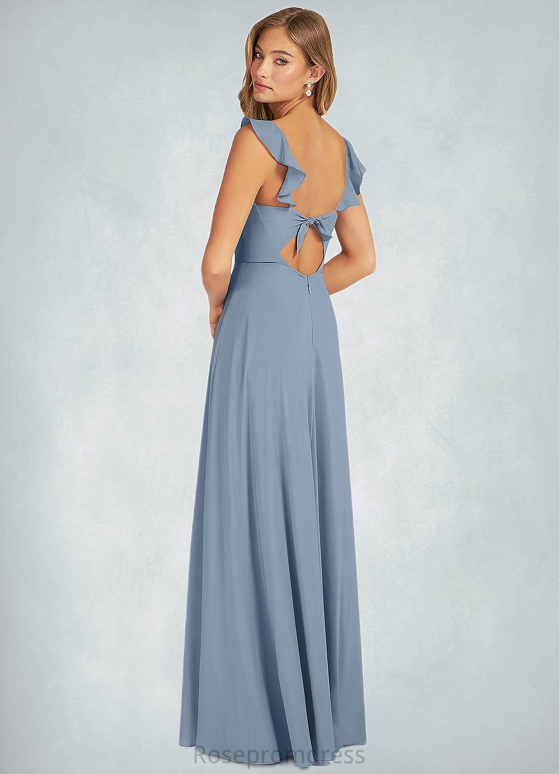 Skylar A-Line Ruched Stretch Chiffon Floor-Length Dress SRSP0019775