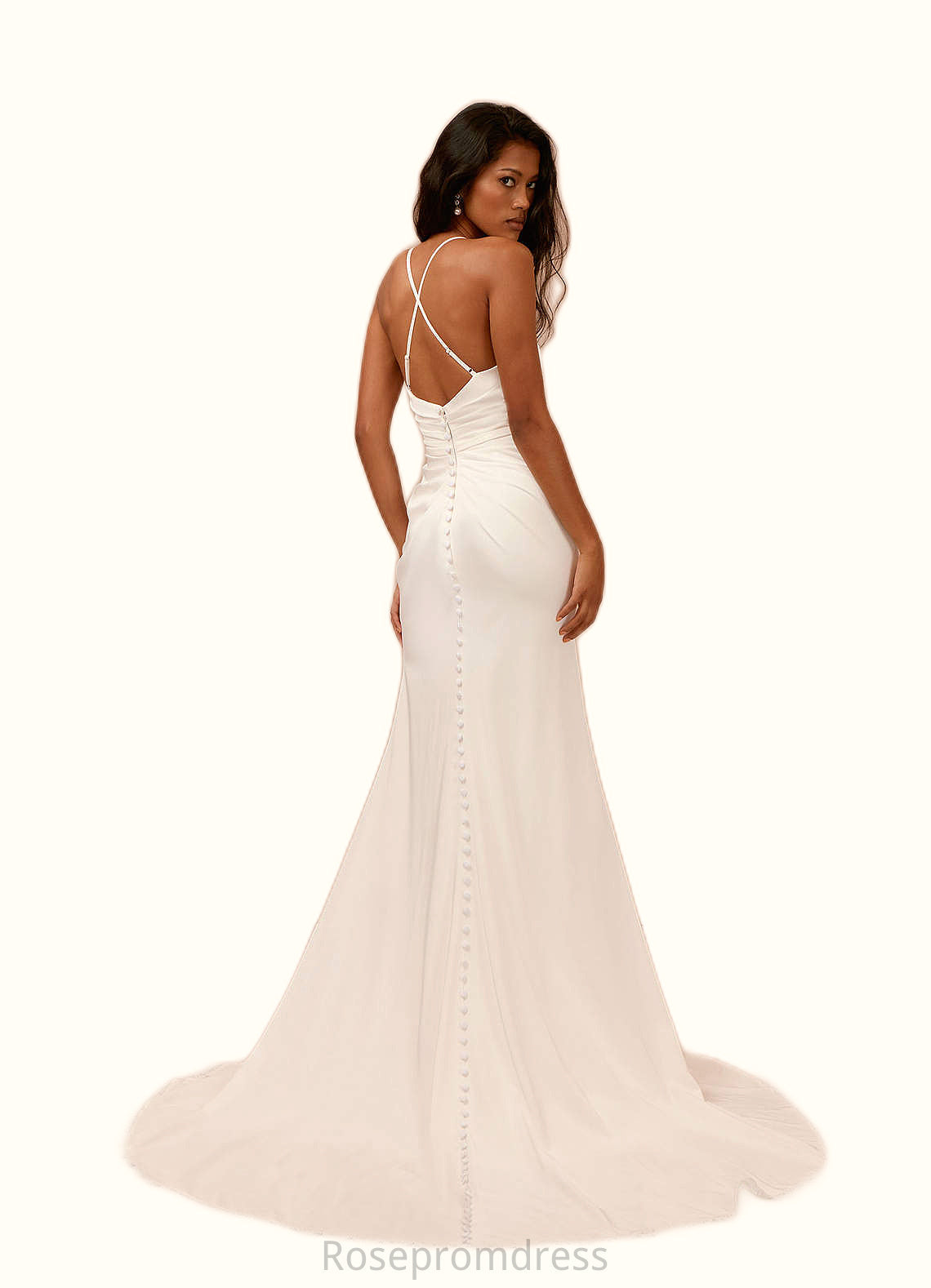 Raven Mermaid Lace Crepe Back Satin Chapel Train Dress SRSP0020108