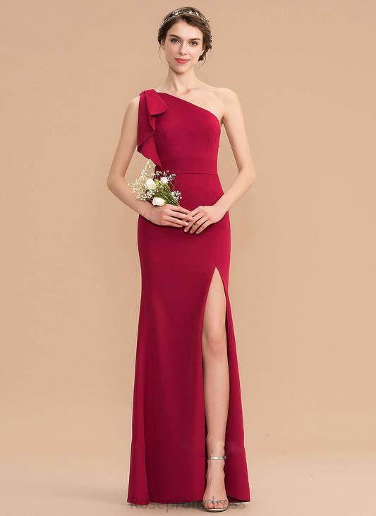 One-Shoulder Length Silhouette SplitFront Embellishment Floor-Length Sheath/Column Neckline Fabric Ashlyn Bridesmaid Dresses