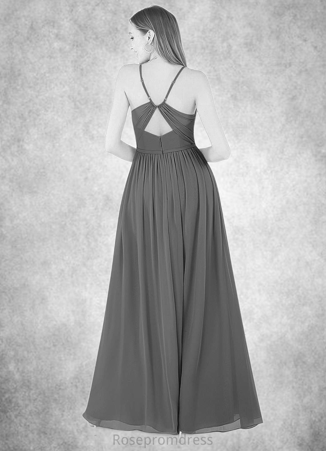 Eliana A-Line Pleated Chiffon Floor-Length Dress SRSP0019647