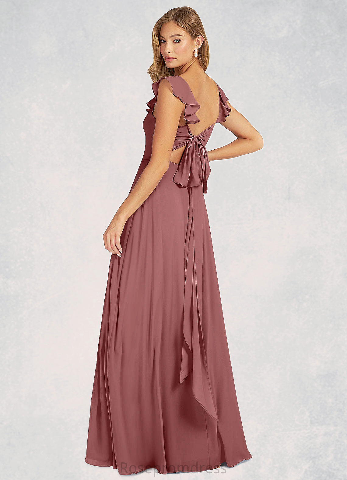 Vivienne A-Line Ruched Stretch Chiffon Floor-Length Dress SRSP0019774