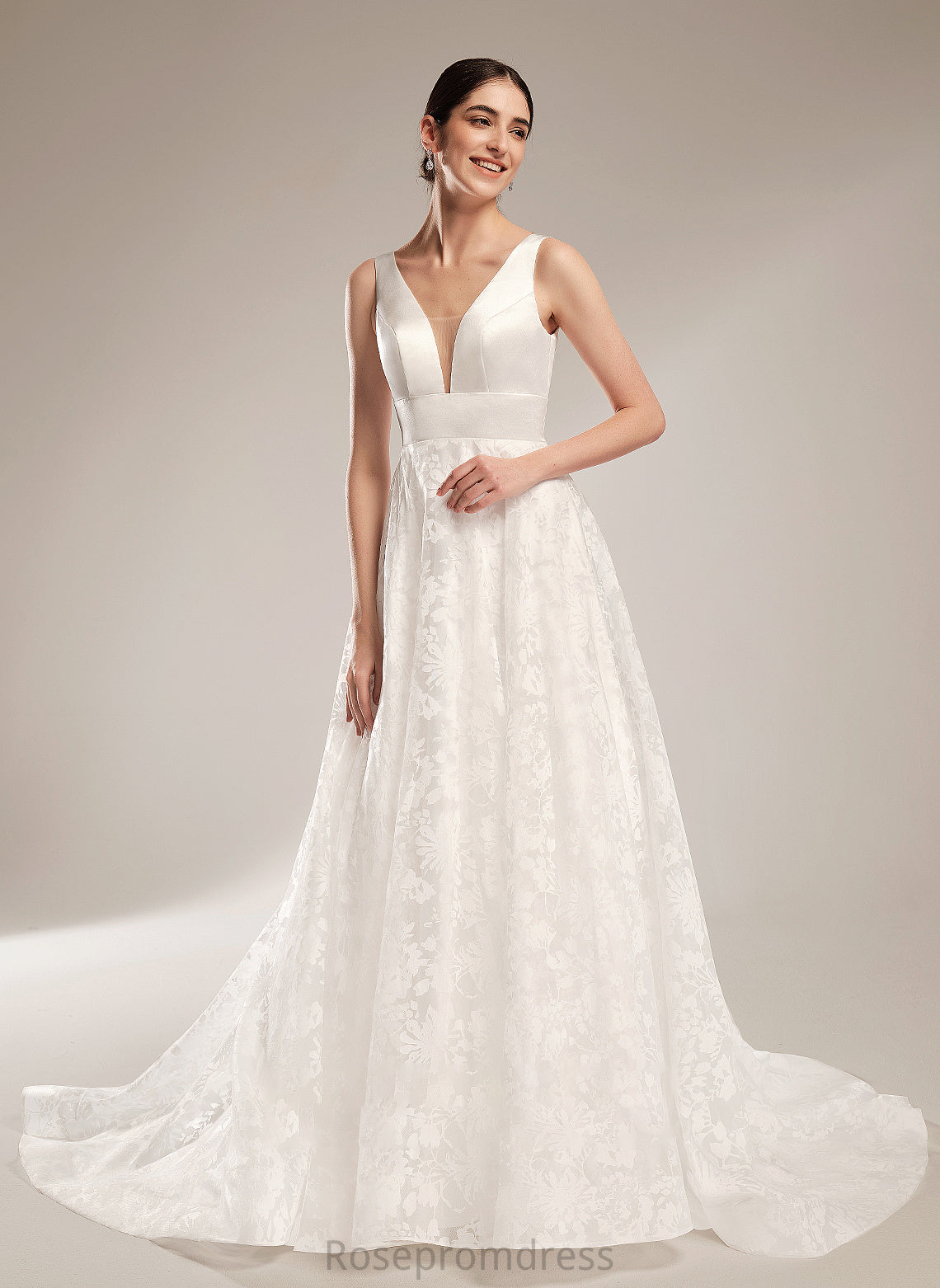 Chapel Wedding Dresses V-neck Ball-Gown/Princess Train Dress Aiyana Wedding