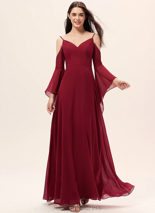 Neckline A-Line Fabric Floor-Length Length Silhouette V-neck Straps Maud Scoop Floor Length Sleeveless Bridesmaid Dresses