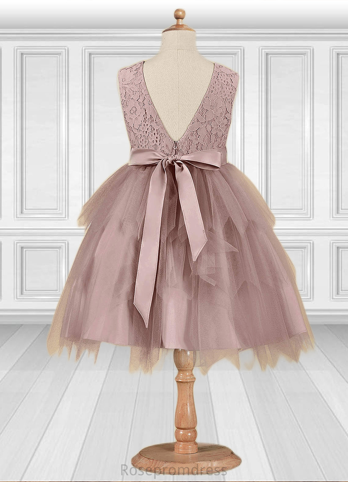 Ruby A-Line Lace Tulle Knee-Length Dress SRSP0020240