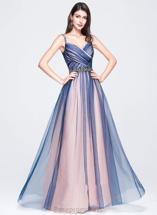 Prom Dresses Sandy With Ball-Gown/Princess Beading Sweetheart Tulle Floor-Length Sequins Ruffle