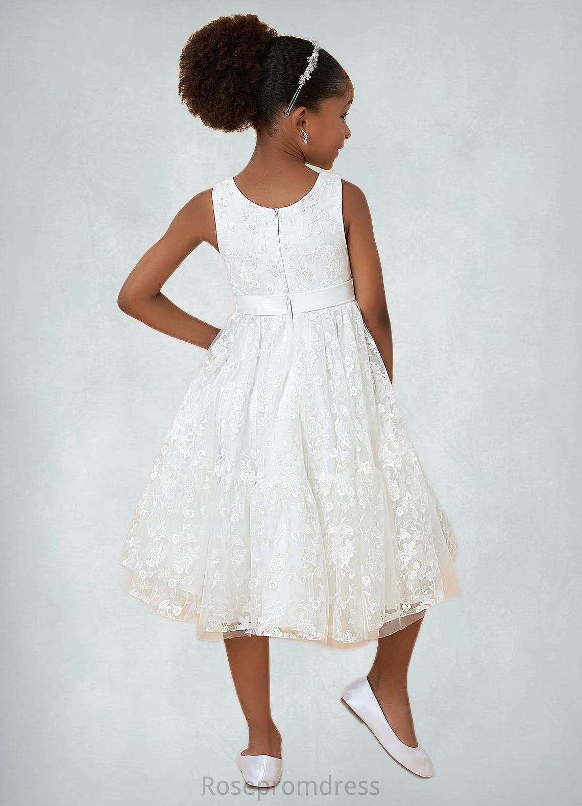 Aubrey A-Line Sequins Lace Tea-Length Dress SRSP0020244