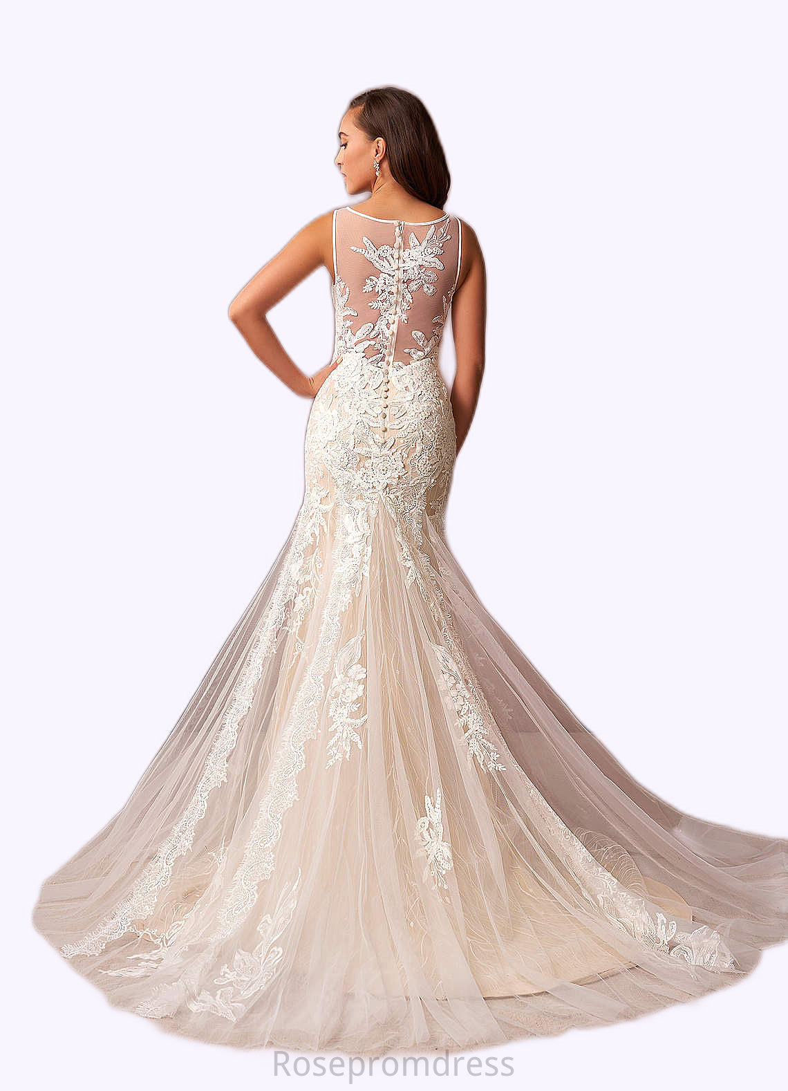 Laylah Mermaid Sequins Tulle Chapel Train Dress SRSP0020058