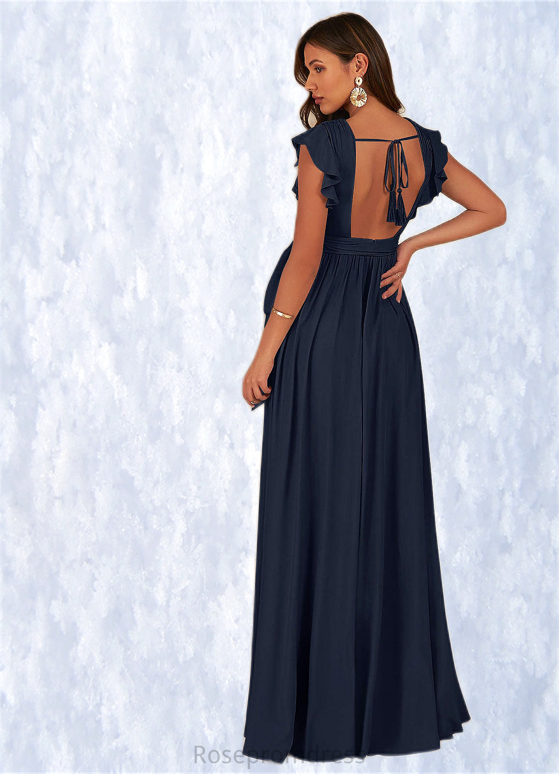 Urania A-Line Pleated Viscose Floor-Length Dress SRSP0019727