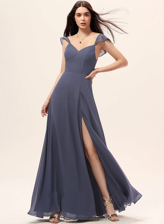 Neckline SplitFront Fabric Embellishment Length A-Line V-neck Silhouette Floor-Length Mia Bridesmaid Dresses