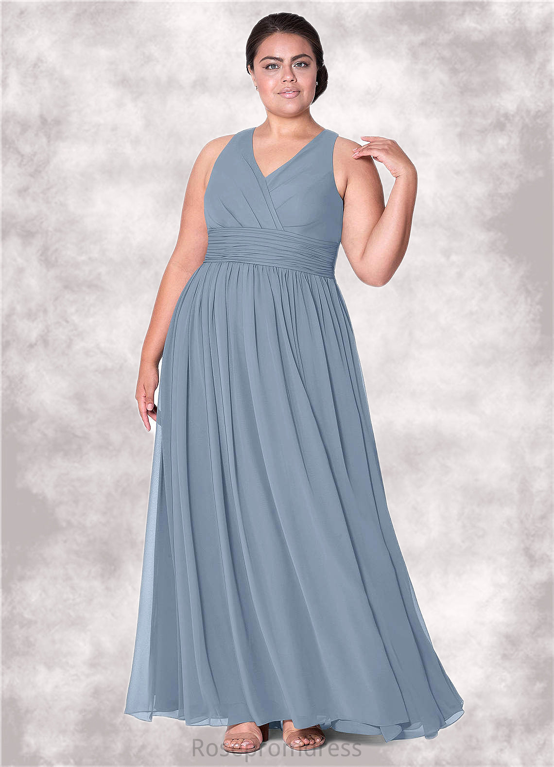 Mattie A-Line Pleated Chiffon Floor-Length Dress SRSP0019735