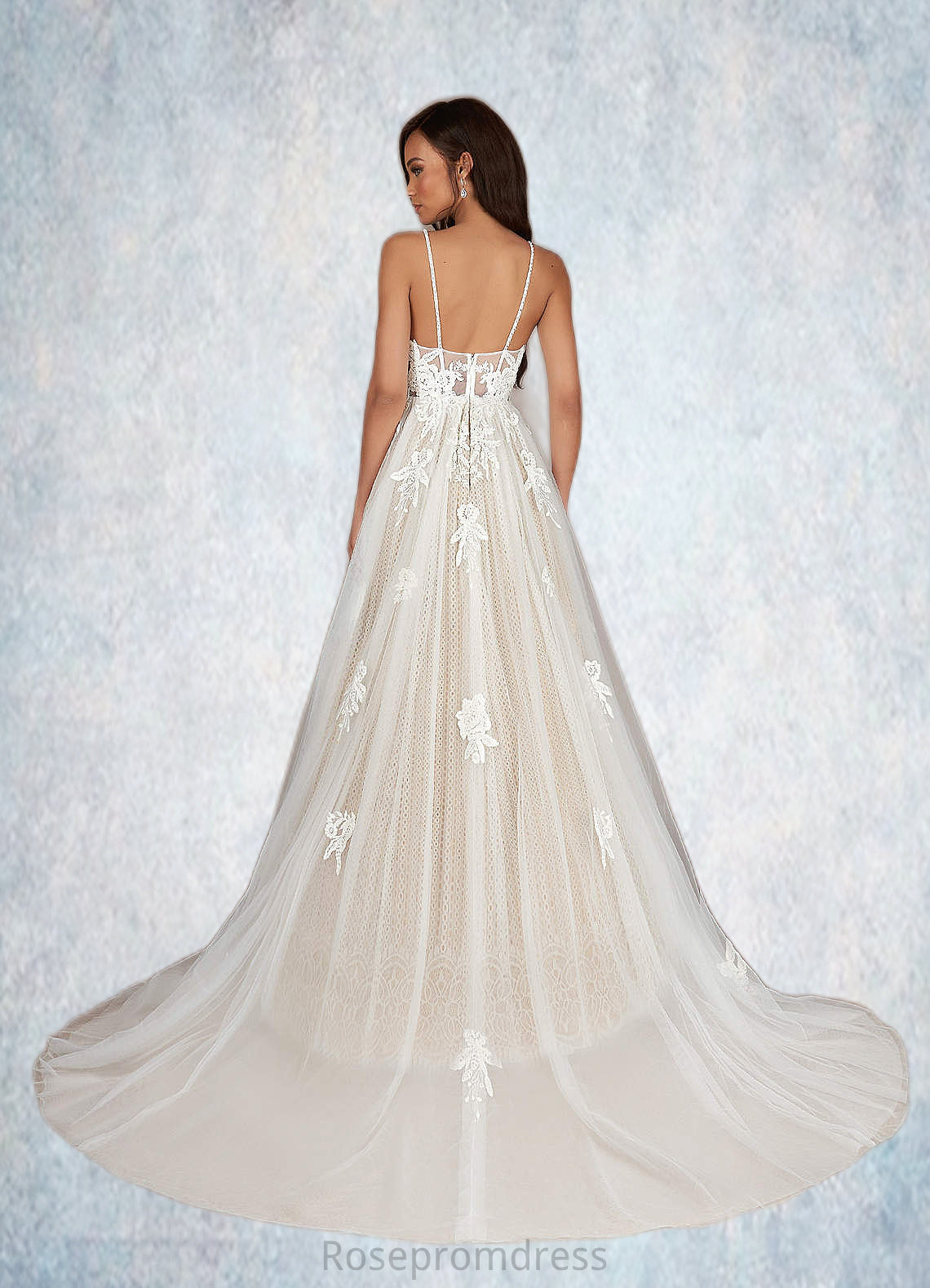 Mattie A-Line Sequins Tulle Chapel Train Dress SRSP0020066