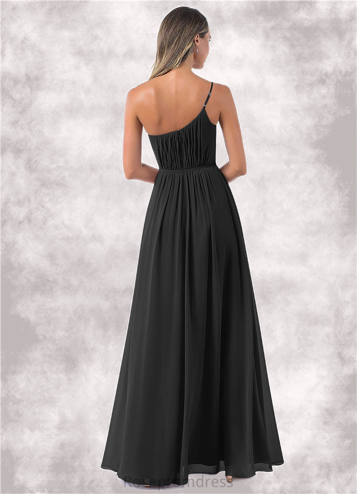 Quintina A-Line One Shoulder Chiffon Floor-Length Dress SRSP0019659