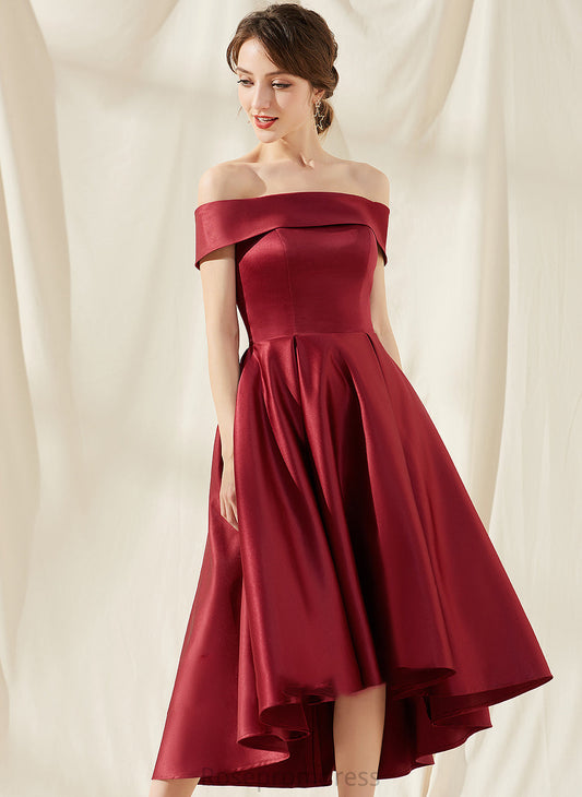 Pockets Off-the-Shoulder Length A-Line Neckline Embellishment Silhouette Asymmetrical Fabric Elva Bridesmaid Dresses