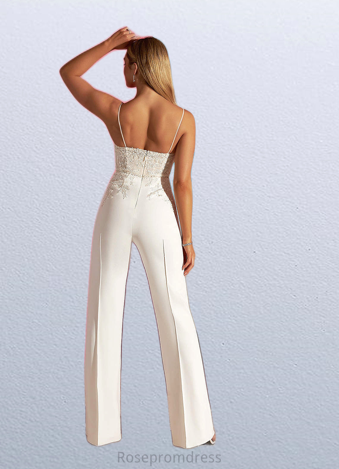 Elvira Sweetheart Neckline Lace Jumpsuit Diamond White/Champagne SRSP0020037