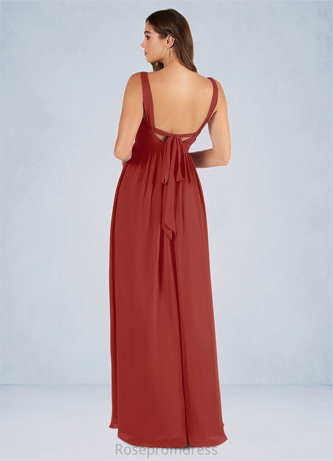 Audrey A-Line Pleated Chiffon Floor-Length Dress SRSP0019643