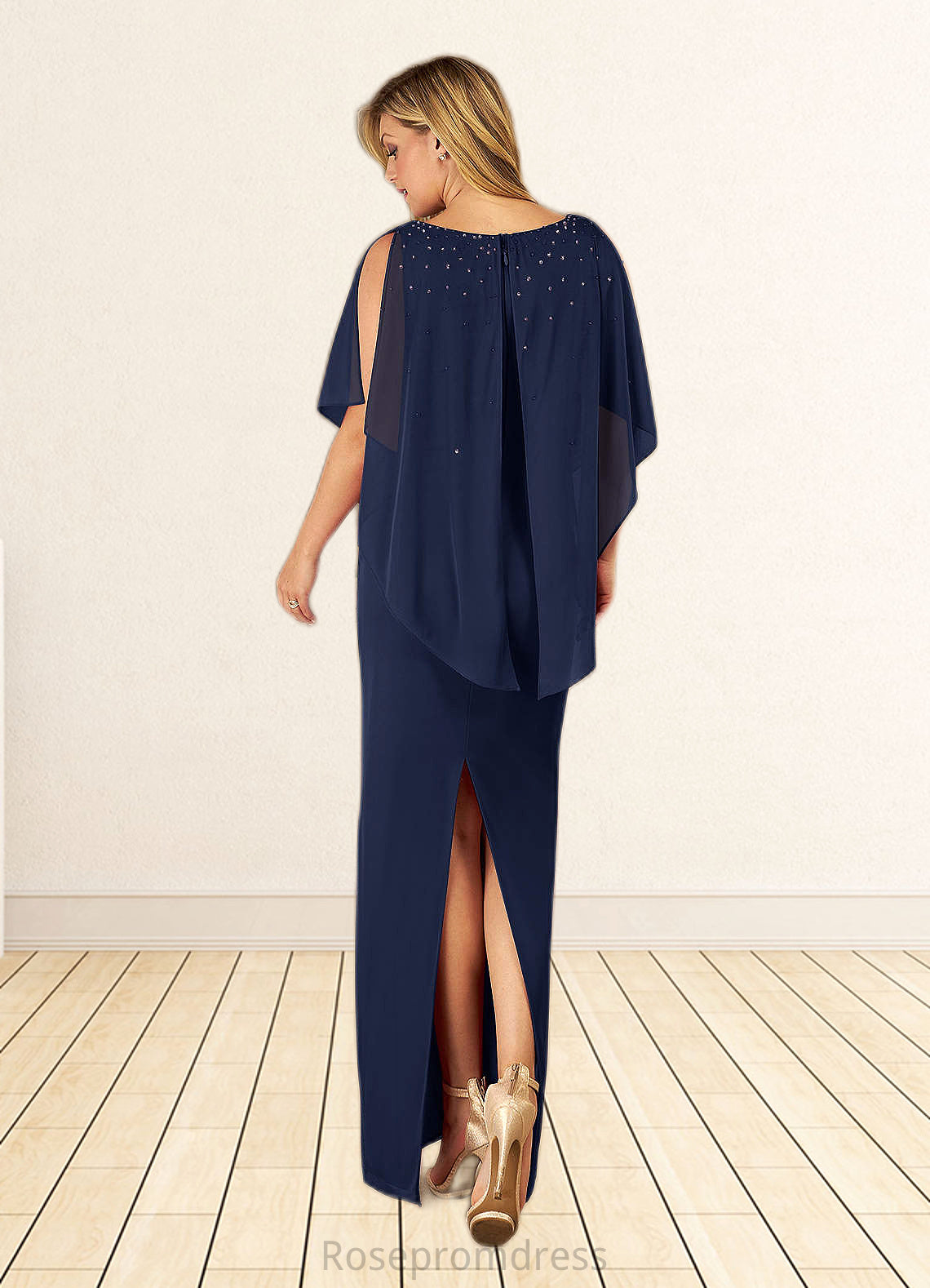 Chloe Sheath Beaded Mesh Floor-Length Dress SRSP0019856