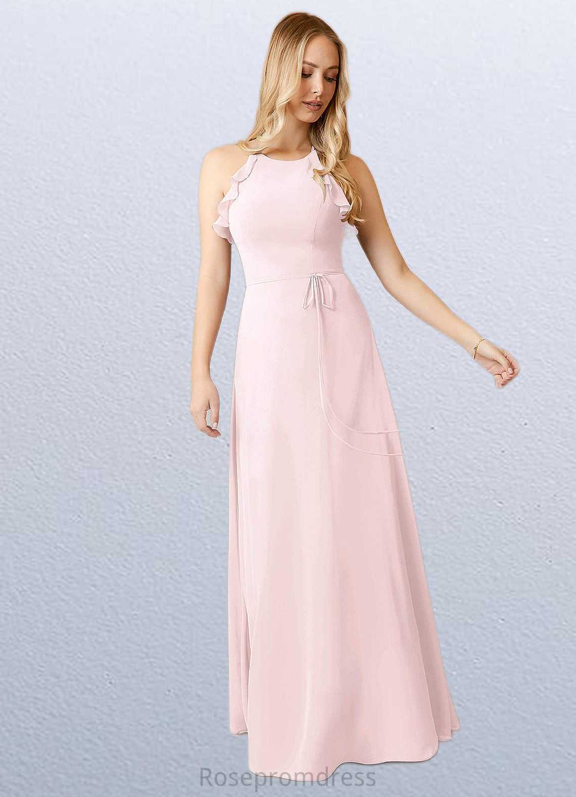 Riley A-Line Bow Chiffon Floor-Length Dress SRSP0019800