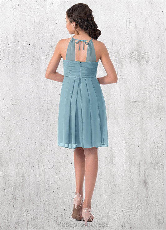 Ryan A-Line Pleated Chiffon Mini Junior Bridesmaid Dress SRSP0019979