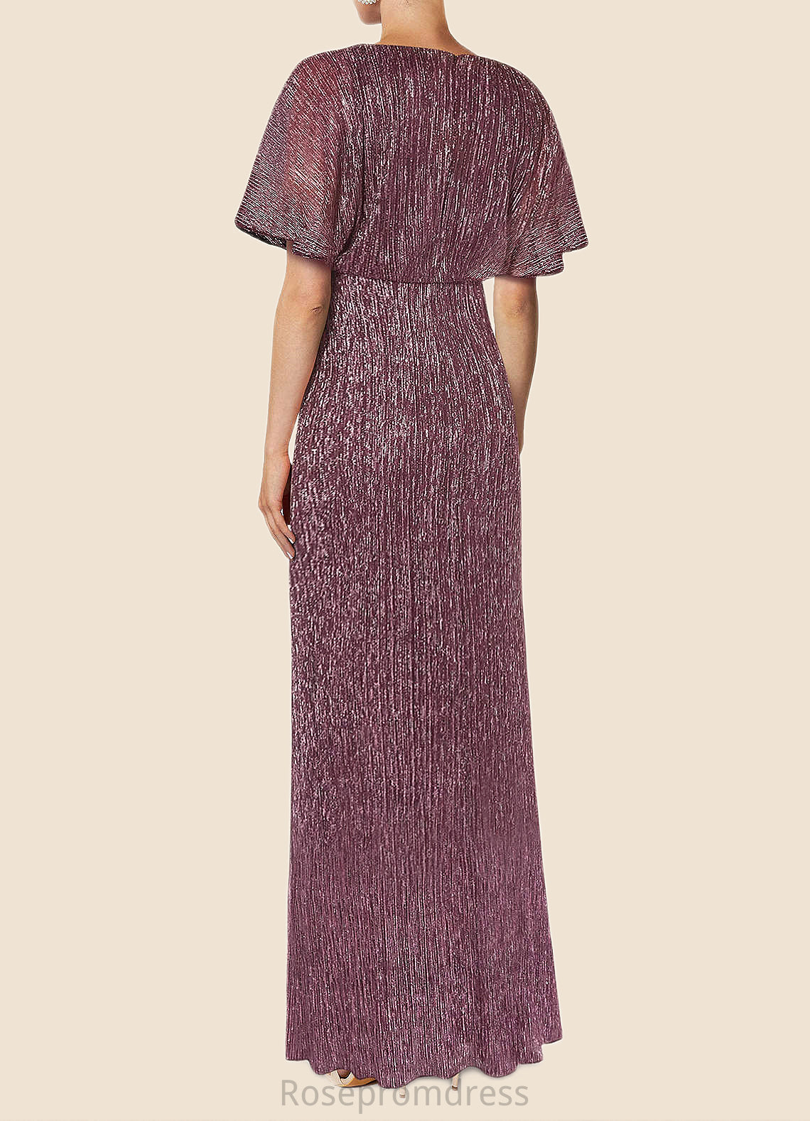 Anabelle A-Line Metallic Mesh Floor-Length Dress SRSP0019963