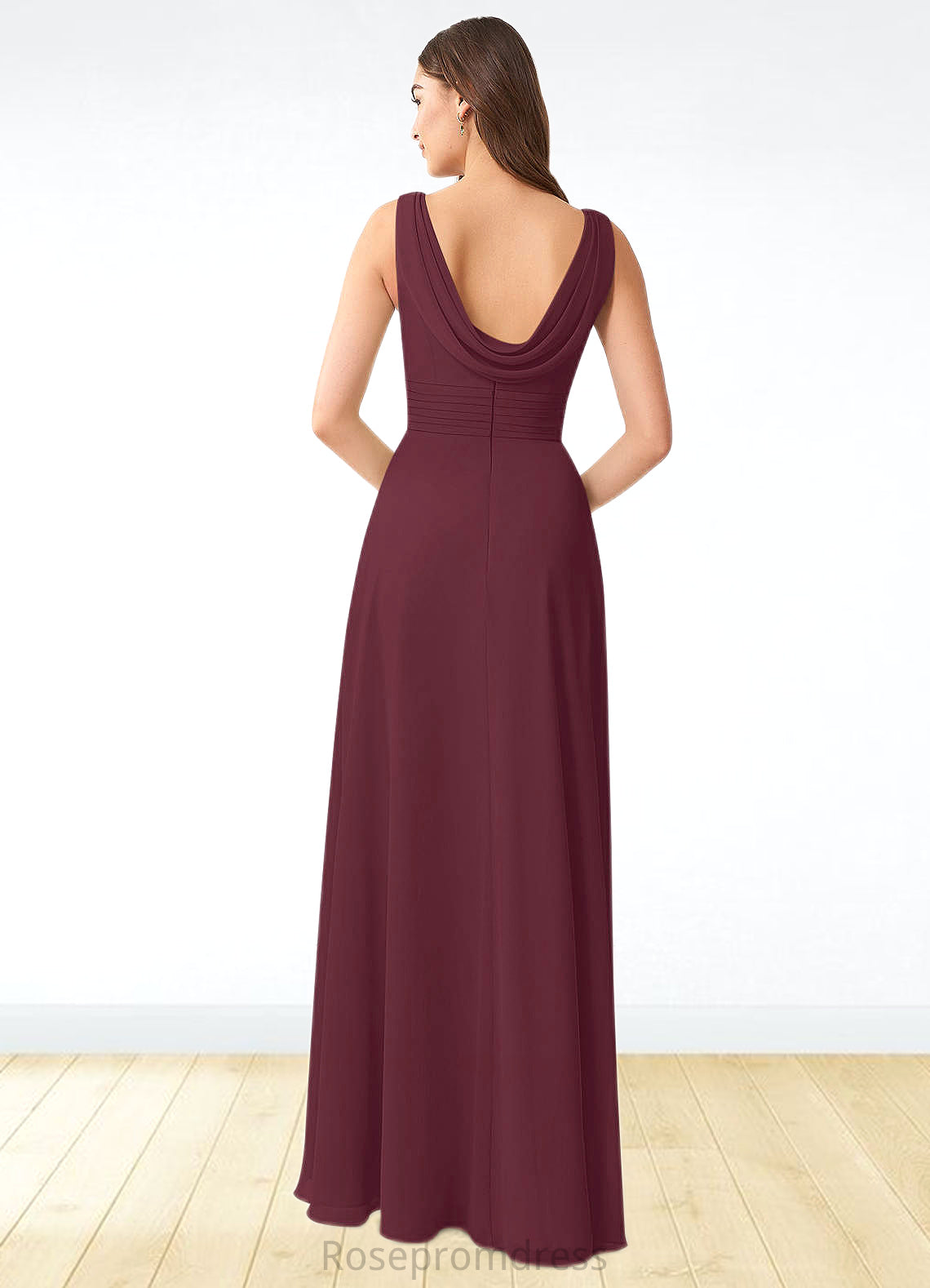 Alice A-Line Pleated Chiffon Floor-Length Dress SRSP0019671