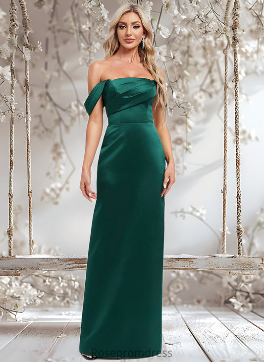 Pamela Sheath/Column Off the Shoulder Floor-Length Satin Bridesmaid Dress DSP0025815