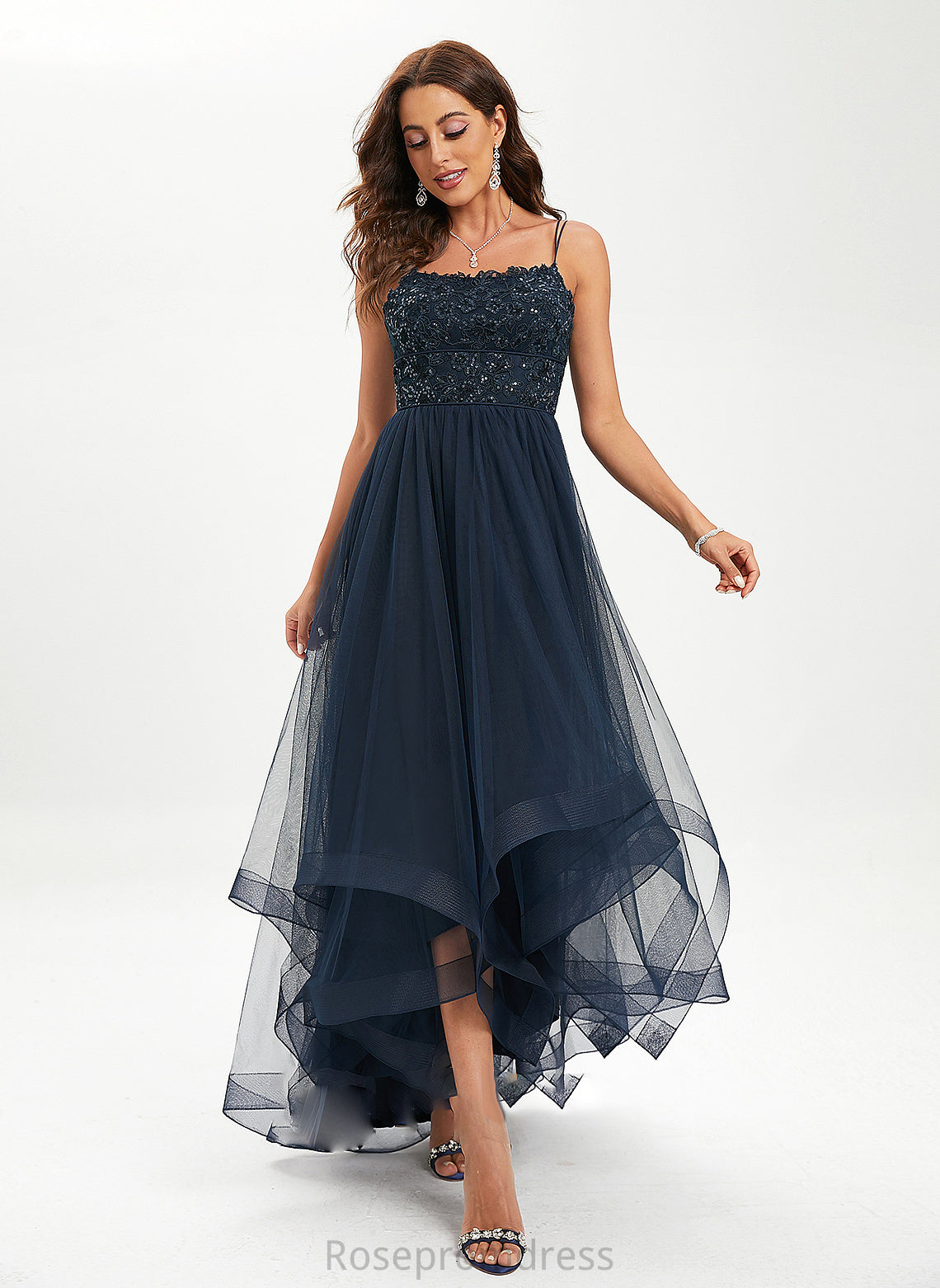 Pauline With Tulle Lace Scoop Neck Sequins Ball-Gown/Princess Prom Dresses Asymmetrical