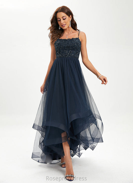 Pauline With Tulle Lace Scoop Neck Sequins Ball-Gown/Princess Prom Dresses Asymmetrical