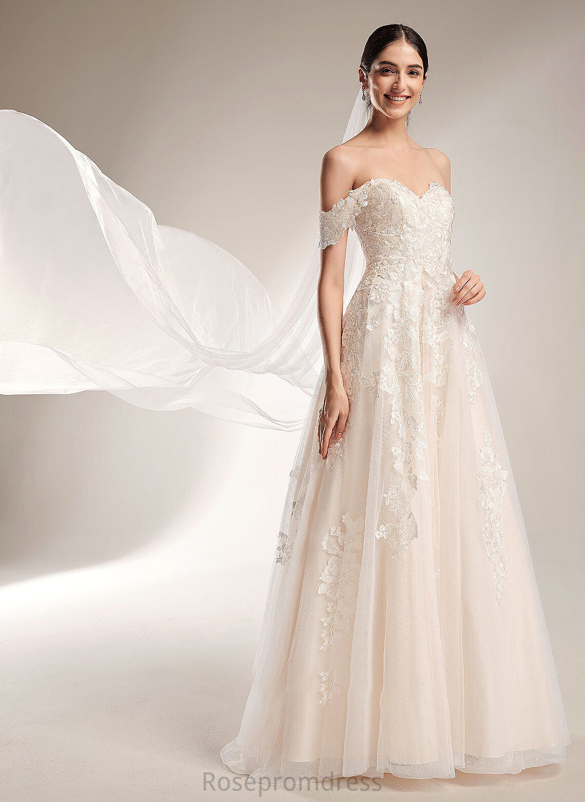 Kristina Off-the-Shoulder Ball-Gown/Princess Chapel Wedding Dresses Wedding Train Dress