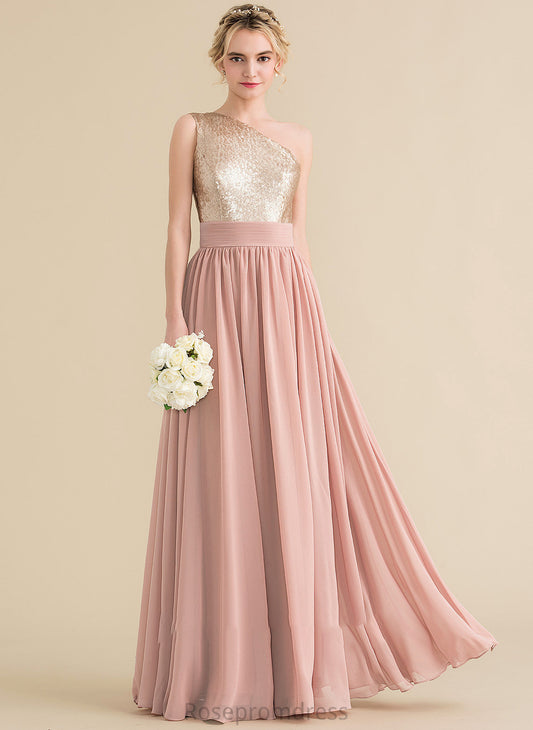 One-Shoulder A-Line Sequined Silhouette Straps Fabric Neckline Length Floor-Length Gillian Bridesmaid Dresses