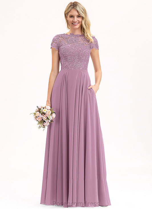 Prom Dresses With Pockets Lace Floor-Length Chiffon Noemi Neck A-Line Scoop