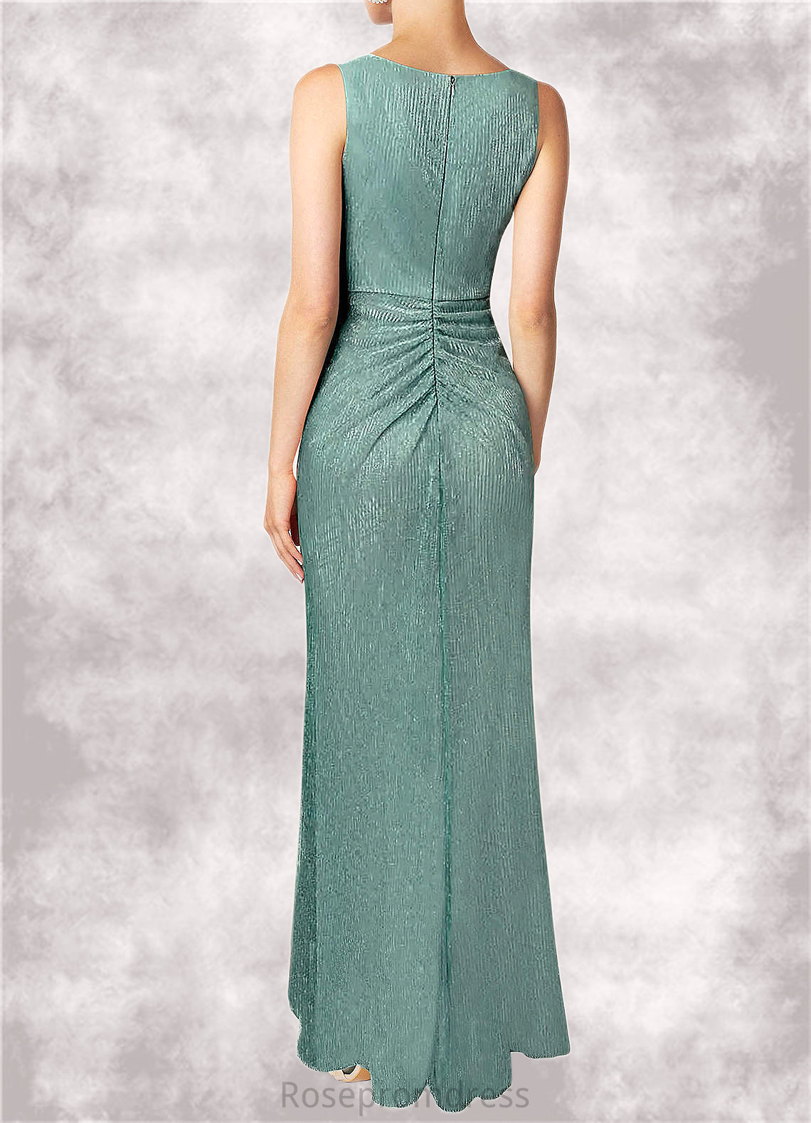 Ruby A-Line Ruched Metallic Mesh Asymmetrical Dress SRSP0019964