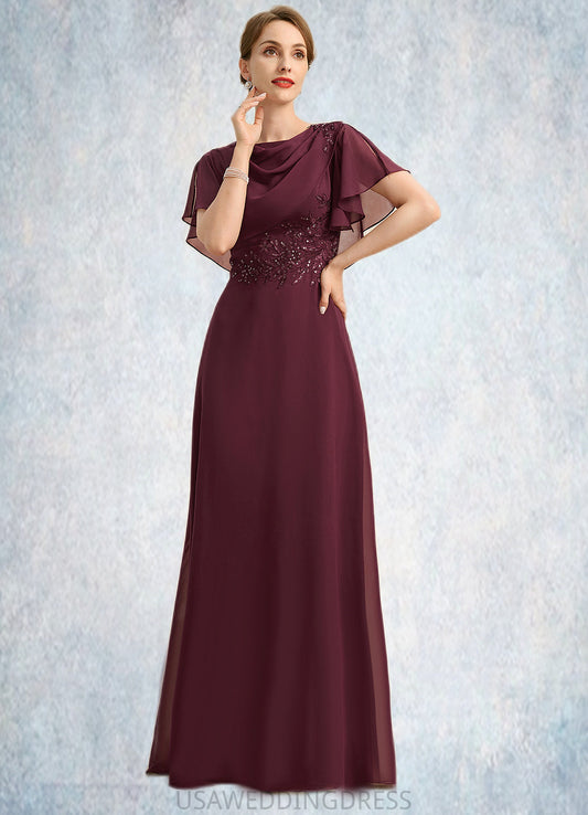 Shannon A-line Scoop Floor-Length Chiffon Mother of the Bride Dress With Appliques Lace Sequins DS126P0021707