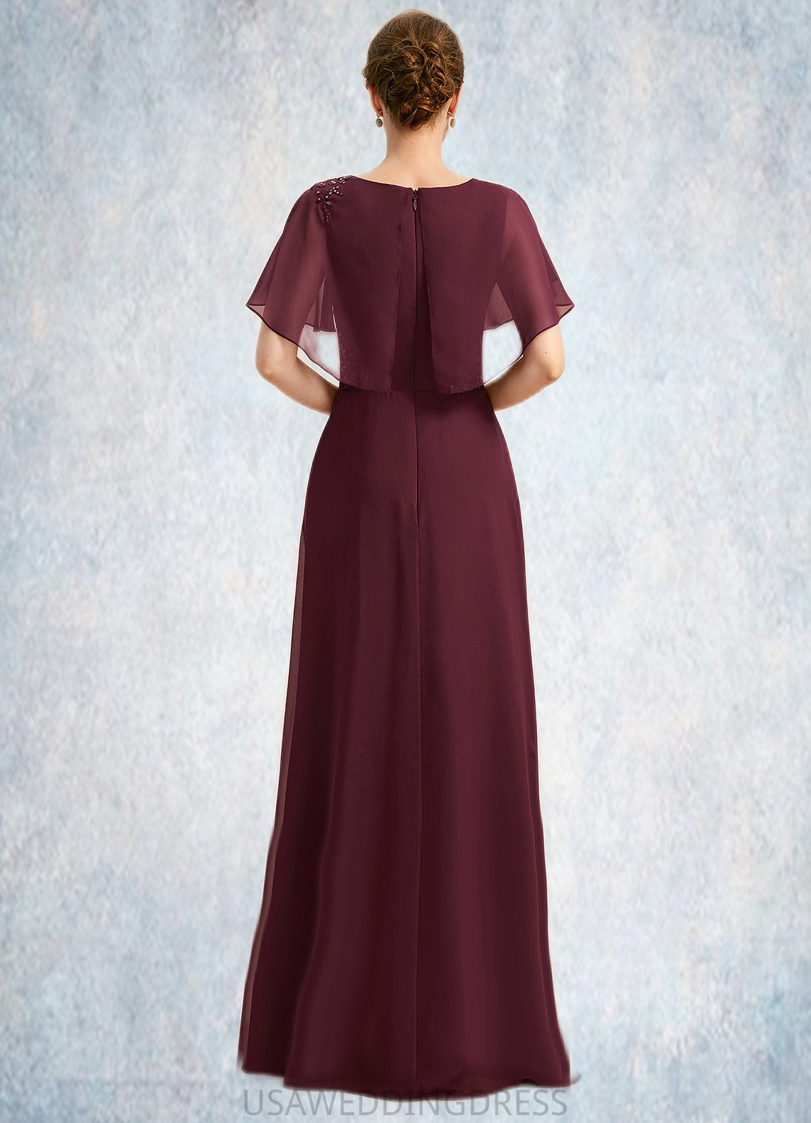 Shannon A-line Scoop Floor-Length Chiffon Mother of the Bride Dress With Appliques Lace Sequins DS126P0021707