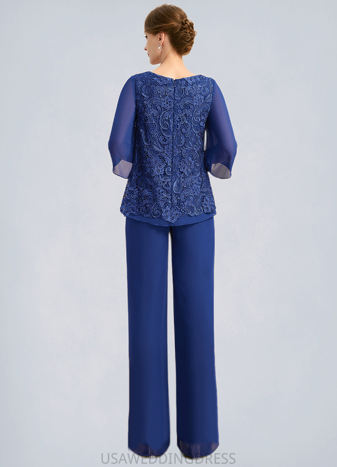 Noelle Jumpsuit/Pantsuit Separates Scoop Floor-Length Chiffon Lace Mother of the Bride Dress DS126P0021718