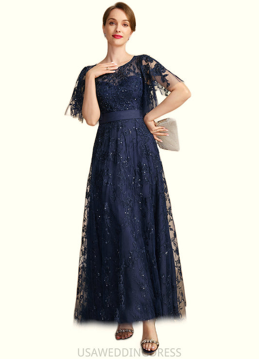 Jade A-line Scoop Illusion Ankle-Length Lace Mother of the Bride Dress With Sequins DS126P0021728