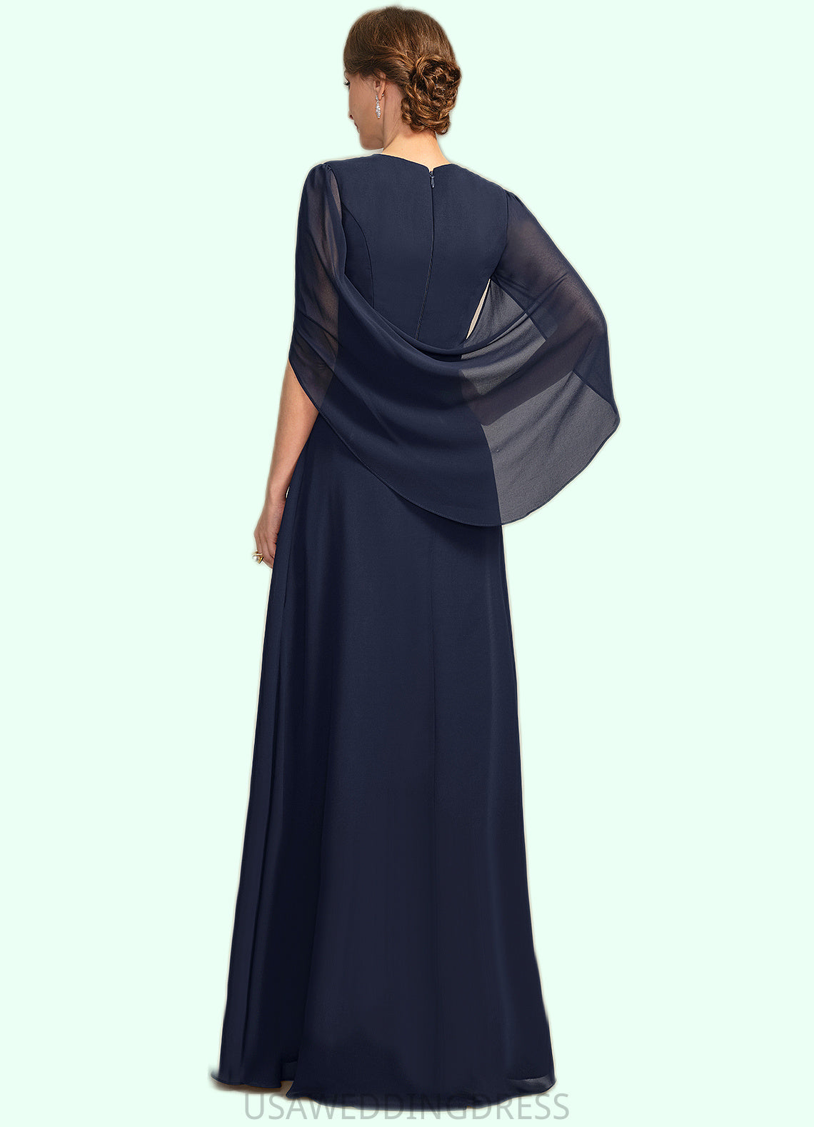 Clara A-line V-Neck Floor-Length Chiffon Mother of the Bride Dress With Pleated DS126P0021734
