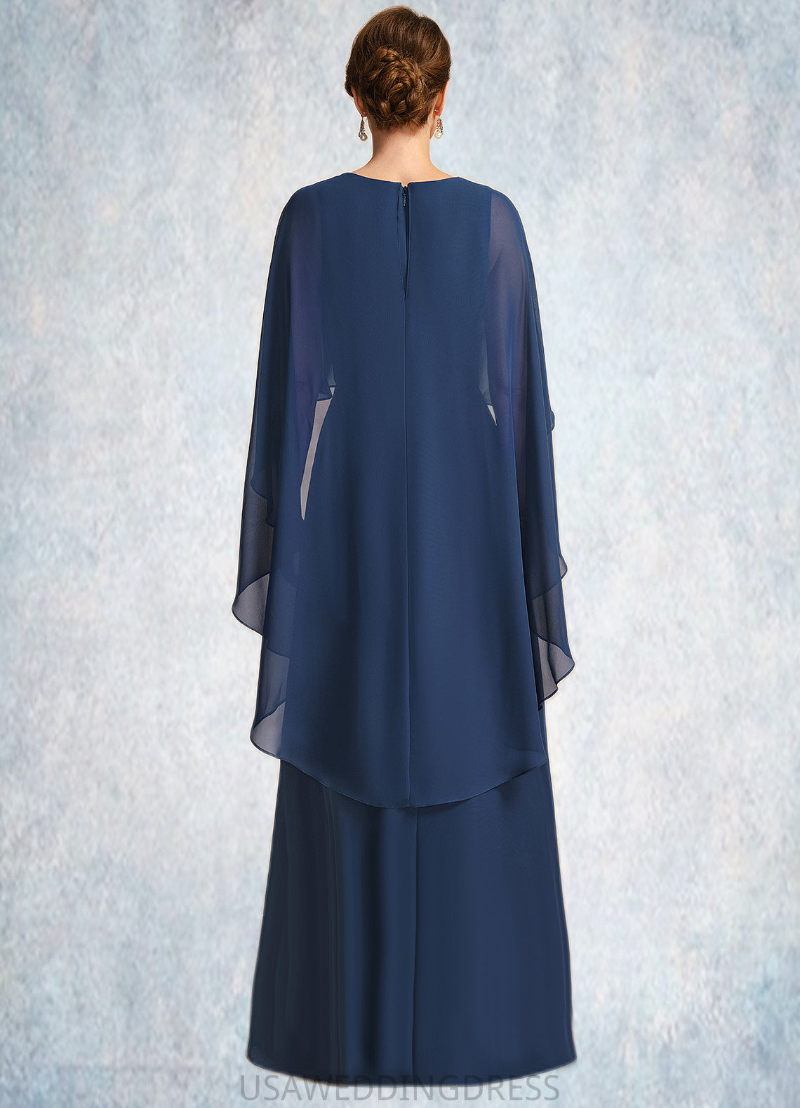 Jakayla A-line V-Neck Floor-Length Chiffon Mother of the Bride Dress With Beading Cascading Ruffles DS126P0021766