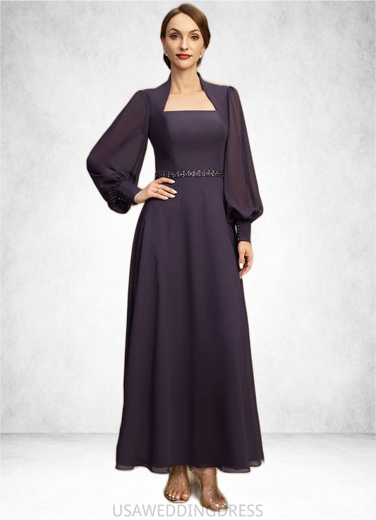 Lily A-line Queen Anne Ankle-Length Chiffon Mother of the Bride Dress With Beading Sequins DS126P0021805
