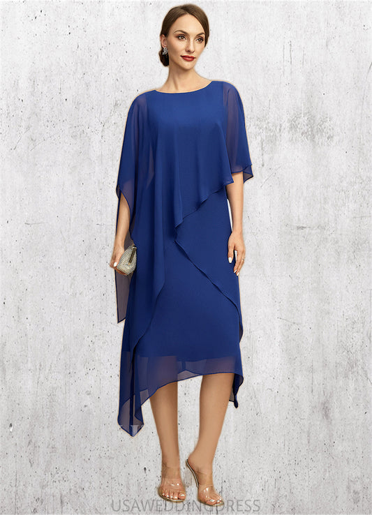 Janiyah A-line Scoop Tea-Length Chiffon Mother of the Bride Dress DS126P0021817