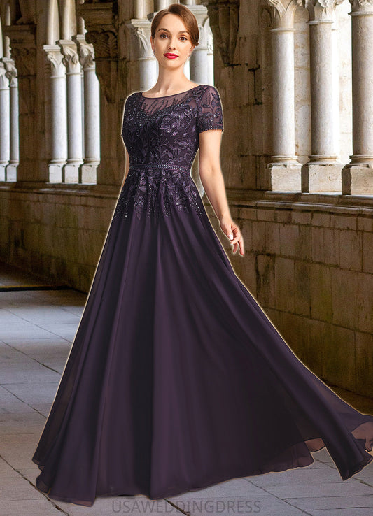 Valery A-line Scoop Illusion Floor-Length Chiffon Lace Mother of the Bride Dress With Sequins DS126P0021828