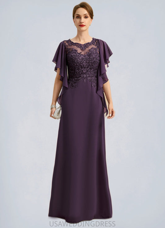 Mavis A-line Scoop Illusion Floor-Length Chiffon Lace Mother of the Bride Dress DS126P0021839