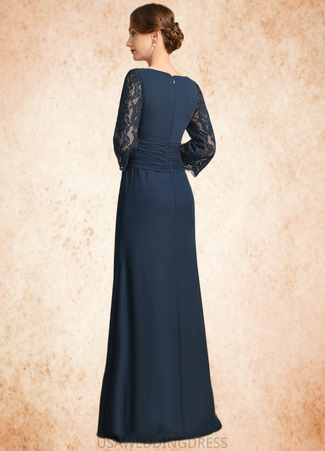 Elaina Trumpet/Mermaid Square Floor-Length Chiffon Lace Mother of the Bride Dress With Pleated DS126P0021915