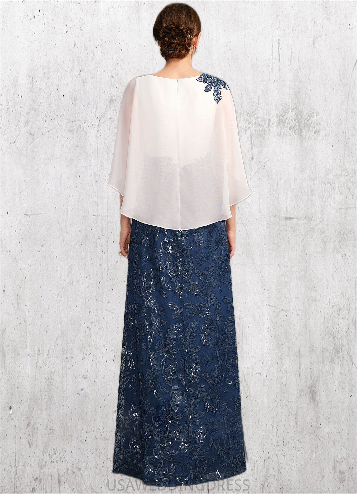 Aurora A-line Scoop Floor-Length Chiffon Lace Sequin Mother of the Bride Dress With Pleated DS126P0021919