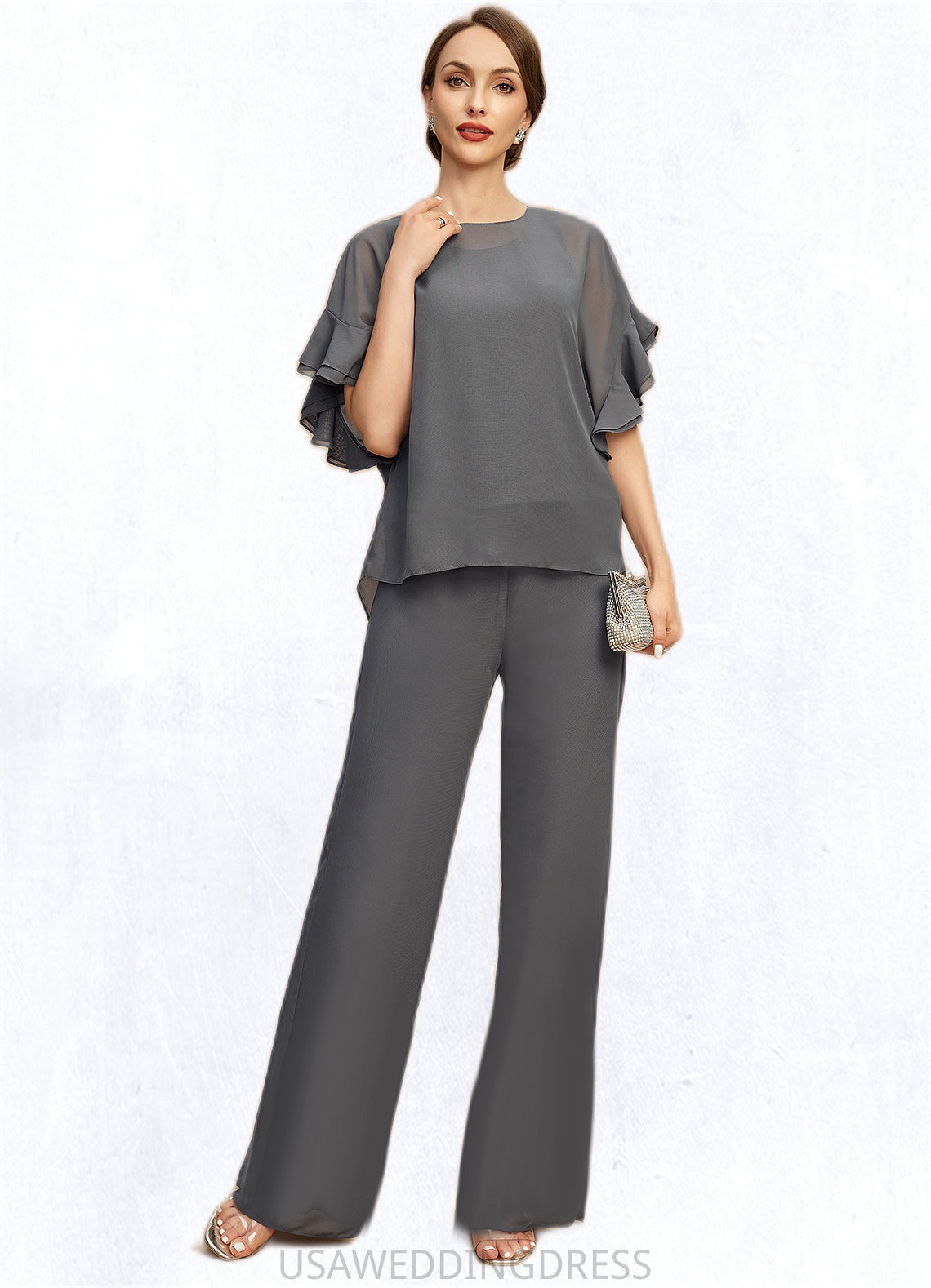 Athena Jumpsuit/Pantsuit Separates Scoop Floor-Length Chiffon Mother of the Bride Dress DS126P0021940